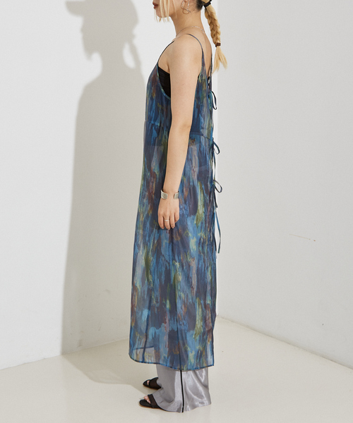 「NOMINE」 キャミソールワンピース フリー グレイッシュブルー レディース_画像4