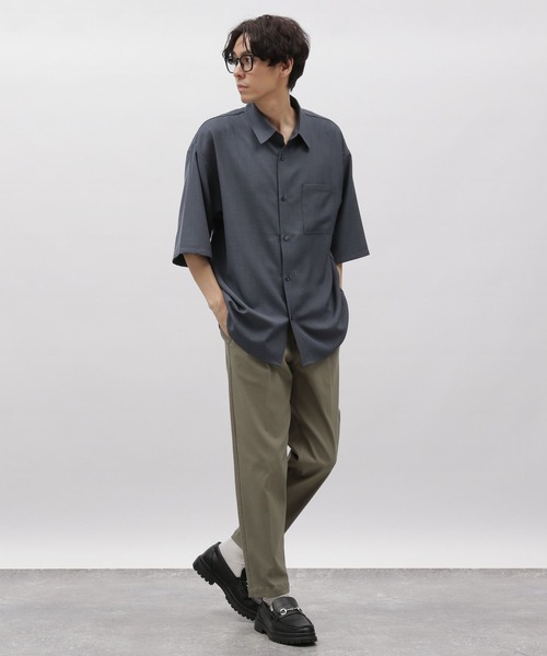 「LAKOLE」 半袖シャツ MEDIUM ライトグレー メンズ_画像6
