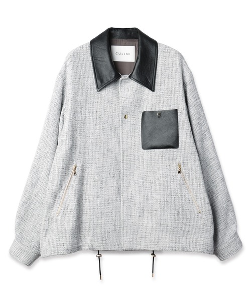 クルニ　ジャケット CULLNI（クルニ） ブルゾン アウター Leather Panel Tweed Mix Jacket