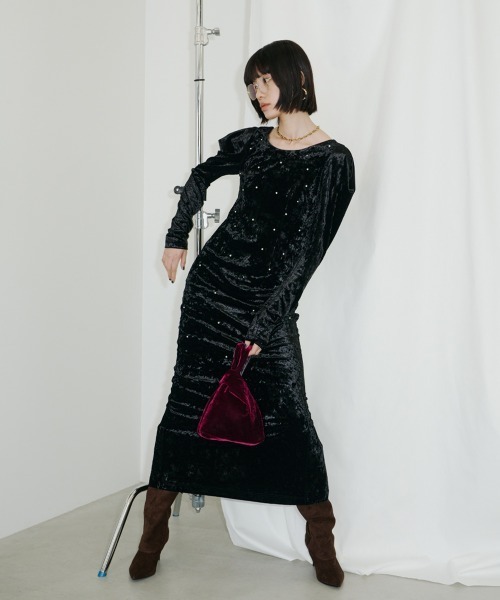 ANDRESD ドレス パールグロウベロアドレス / pearl glow velour dress