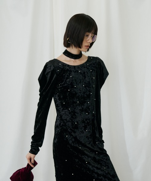 ANDRESD ドレス パールグロウベロアドレス / pearl glow velour dress