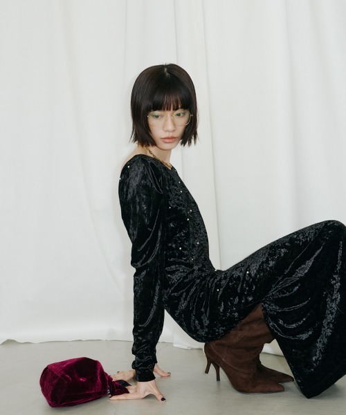 ANDRESD ドレス パールグロウベロアドレス / pearl glow velour dress