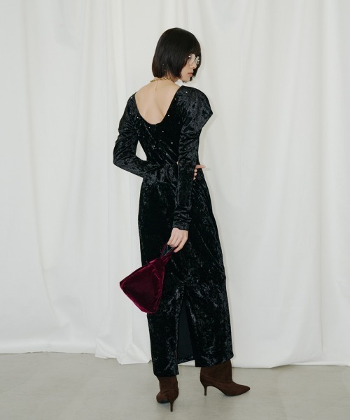 ANDRESD ドレス パールグロウベロアドレス / pearl glow velour dress
