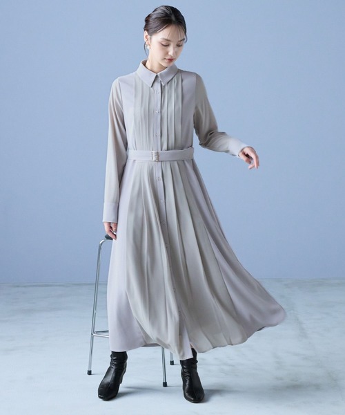 「Andemiu」 長袖ワンピース FREE ネイビー レディース_画像5