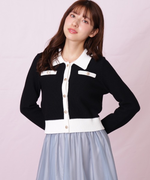 JILLSTUART ジルスチュアート カーディガン ブラック 襟付き 未使用 JILLSTUART - JILLSTUART ジルスチュアート カーディガン ブラック 襟