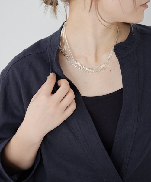 ネックレス 「スターリングシルバー使用」リキッドシルバー10×40ショートネックレス レディース