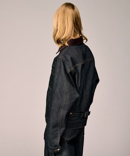 WETEENPTコーデュロイカラーデニムジャケット　ブラック CORDUROY COLLAR DENIM JACKET / コーデュロイカラーデニムジャケット