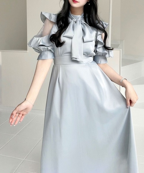 「TITTY&CO.」 半袖ワンピース MEDIUM グレイッシュブルー レディース_画像7