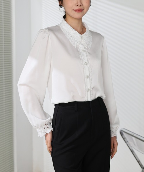 花柄　長袖ブラウス　パール shoppinggo ブラウス シャツ シャツ ブラウス レディース トップス