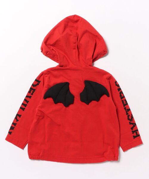 ヒステリックミニ　キッズ服 トップス セット 80〜100cm HYSTERIC MINI（ヒステリックミニ） tシャツ DEVILKIN つの羽付き
