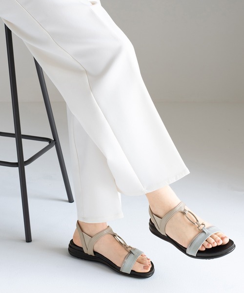 サンダル オーバルメタルパーツモールドソールサンダル(217-63356)JELLY BEANS(ジェリービーンズ) レディースの画像