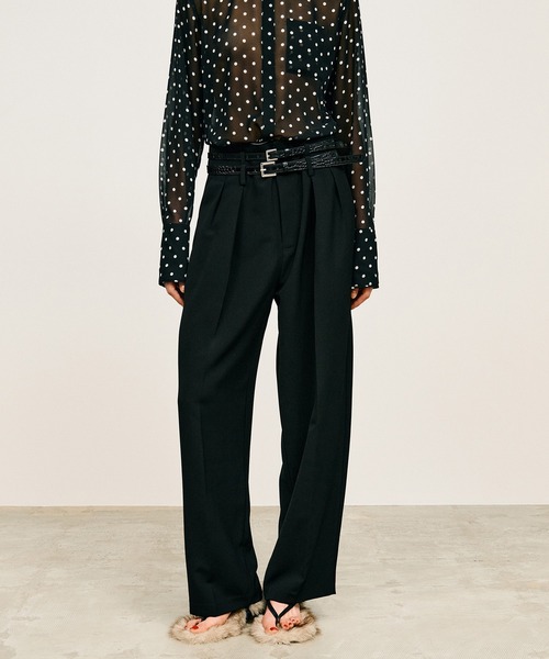 スラックス パンツ 「2026Summer Pre-Order」ダブルベルトスラックス / Double Belt Slacks レディースの画像