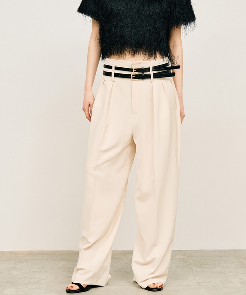 スラックス パンツ 「2026Summer Pre-Order」ダブルベルトスラックス / Double Belt Slacks レディースの画像