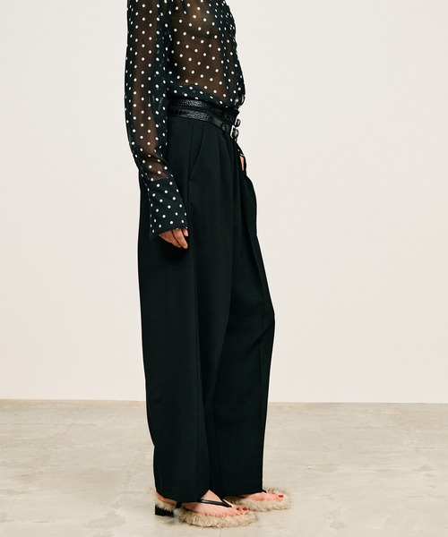 スラックス パンツ 「2026Summer Pre-Order」ダブルベルトスラックス / Double Belt Slacks レディースの画像
