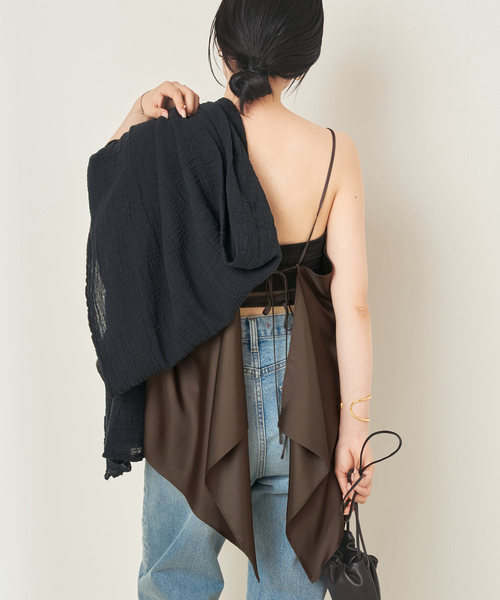 plage ブラック キャミソール ストラップ付き plage（プラージュ） キャミソール Scarf キャミソール : ZOZOTOWN