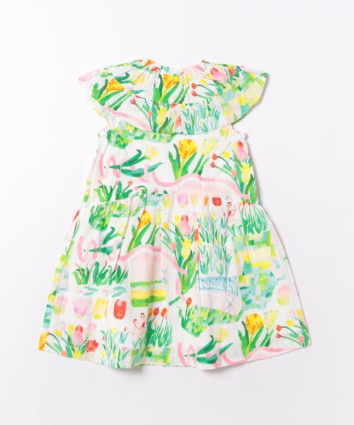 ワンピース hakka　kids×yuko　maegawa　コードストライプはるのオーケストラプリントワンピース キッズ 子供服 女の子の画像