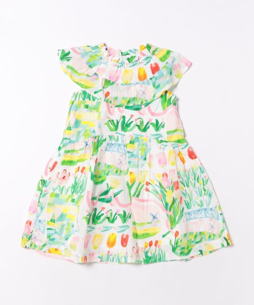 ワンピース hakka　kids×yuko　maegawa　コードストライプはるのオーケストラプリントワンピース キッズ 子供服 女の子の画像