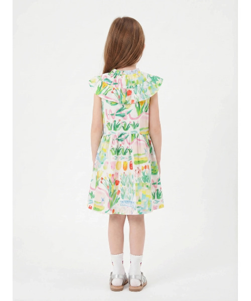 ワンピース hakka　kids×yuko　maegawa　コードストライプはるのオーケストラプリントワンピース キッズ 子供服 女の子の画像