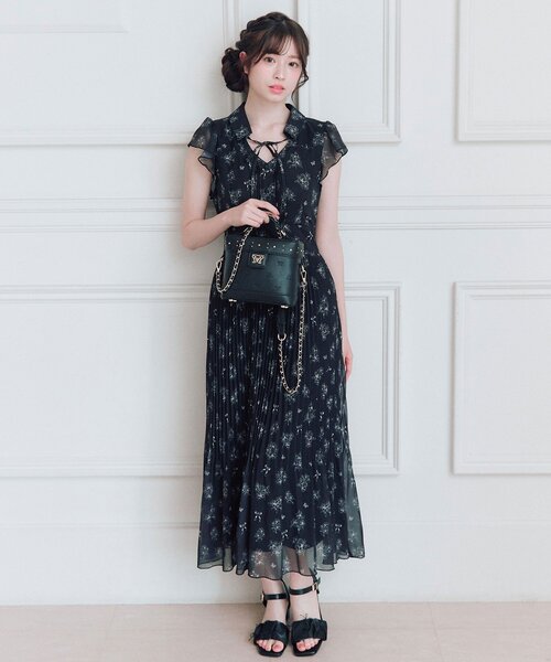Aimerianejoie ワンピース 半袖 Aimerianejoie総柄ロングワンピース