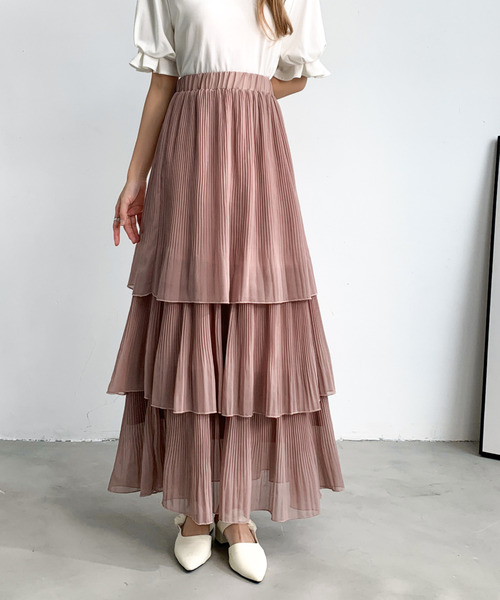 「emi+」 フリルスカート S ピンクベージュ レディース_画像6