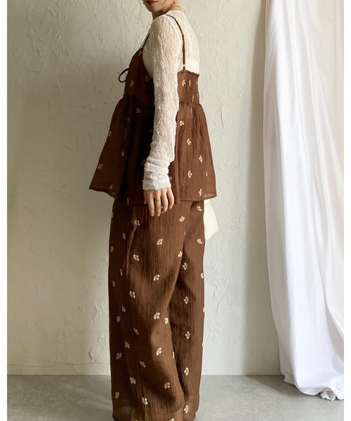 She's Closet セットアップ 夏 花柄 水玉 ドット柄 刺繍 ステッチ エン