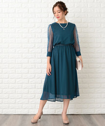 Lace Ladies ドレス ドットチュール袖ワンピース・ドレス : ZOZOTOWN 