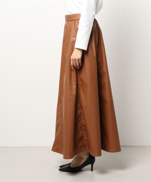 STYLEBLOCK スカート フェイクレザーフレアマキシスカート