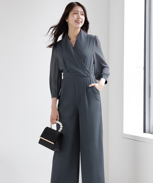 DRESS+ パンツドレス ジャンプスーツ シフォン S M L パーティー