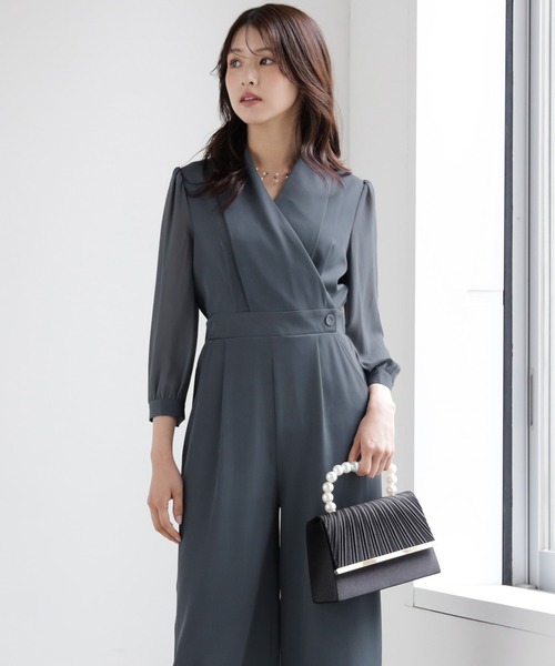 DRESS+ パンツドレス ジャンプスーツ シフォン S M L パーティー