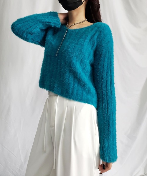 yori ヨリ　ニット　シャギー　シャギーニット　ショート　セーター me+em select（ミームセレクト） ニット セーター 「 7color
