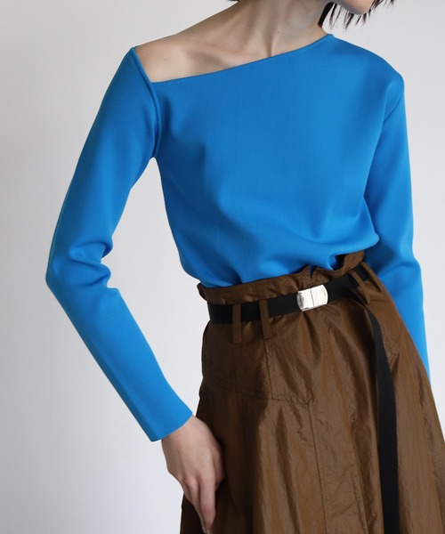ニット セーター mat yarn design neck pull(アシンメトリーネックプルオーバー) レディース DRESSLAVE ニット セーター mat yarn design neck pull