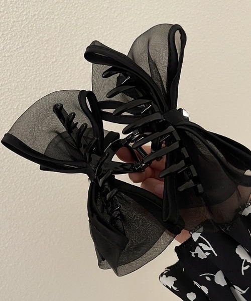 オーガンジーリボン ベビークリップ 送料無料 オーガンジーミニリボン ヘアクリップ 2個セット ベビー