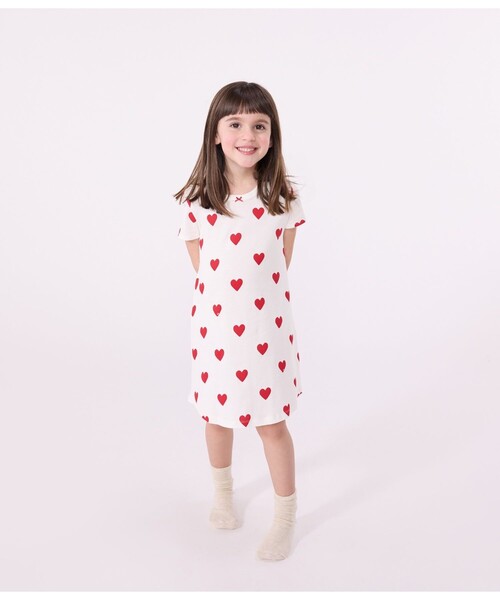 新品プチバトーPETIT BATEAU ハートパジャマ　3点 PETIT BATEAU（プチバトー） パジャマ ハートプリントナイトドレス