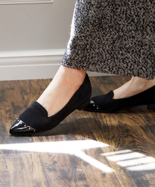 HIMIKO パンプス 「Made in Japan」「撥水」スタッズデザインフラット