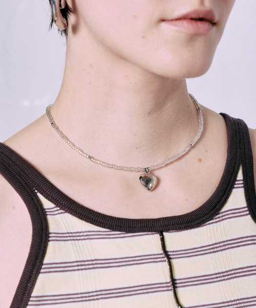 ネックレス Heart Beaded Necklace/ハートビーズネックレス レディース メンズの画像