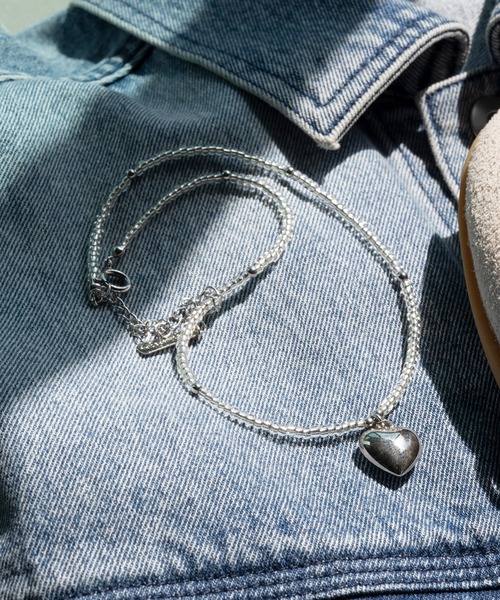 ネックレス Heart Beaded Necklace/ハートビーズネックレス レディース メンズの画像