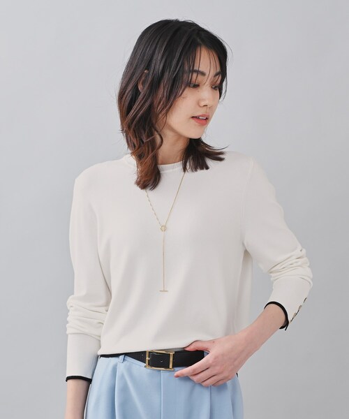 UNTITLED - 【春まで着られる/アンサンブル可能/洗える】スパンレーヨン クルーネックニット UNTITLED ニット セーター 「春まで着られる／アンサンブル可能