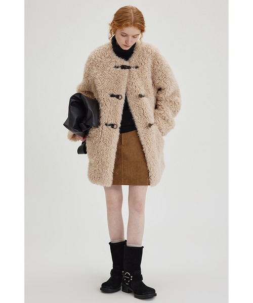 コート アウター ノーカラーレザーバックルボアコート FD23W244「Fano