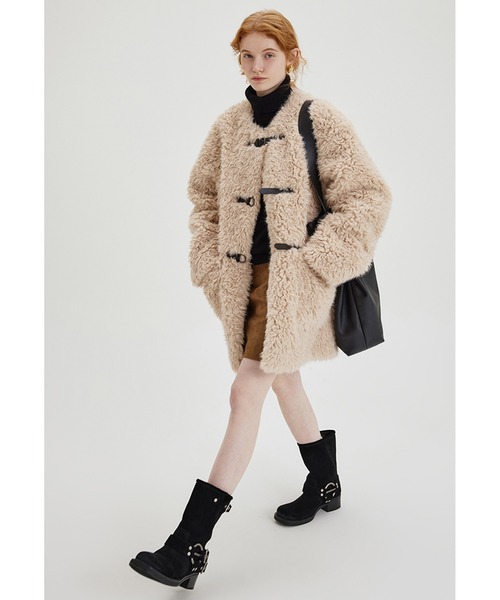 コート アウター ノーカラーレザーバックルボアコート FD23W244「Fano