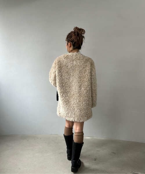 コート アウター ノーカラーレザーバックルボアコート FD23W244「Fano