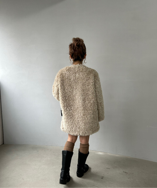 コート アウター ノーカラーレザーバックルボアコート FD23W244「Fano