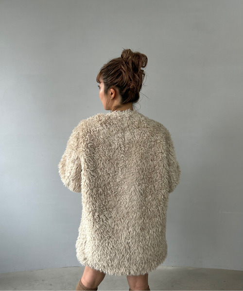 コート アウター ノーカラーレザーバックルボアコート FD23W244「Fano