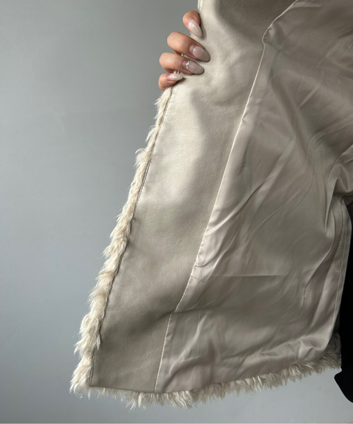 コート アウター ノーカラーレザーバックルボアコート FD23W244「Fano