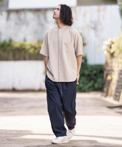 MUSINSA STANDARD MEN'S_リラックステクスチャー半袖シャツ_2色 ニッセン カジュアルシャツ 半袖 リネンタッチ シアーシャツ M