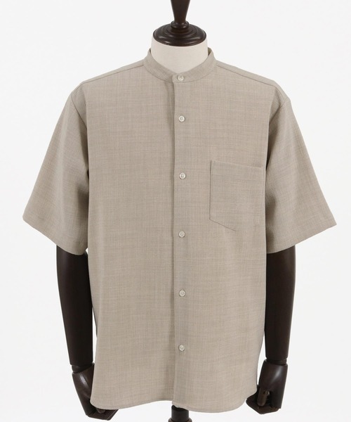 MUSINSA STANDARD MEN'S_リラックステクスチャー半袖シャツ_2色 CAMBIO シャツ mhs2164- TECHキャンバスバンドカラー半袖シャツ