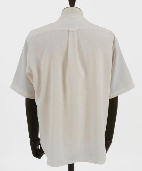 メンズ　半袖シャツ CAMBIO シャツ mhs2164- TECHキャンバスバンドカラー半袖シャツ