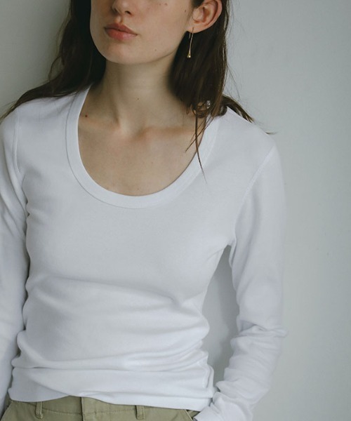 etretokyo オーガニックコットンUネッ クT three dots オーガニックコットンUネックロンTee(S WHITE
