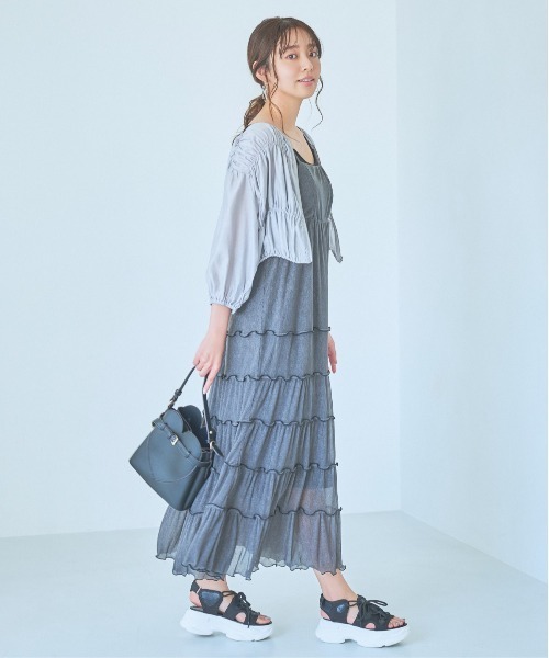 mysty woman ワンピース メローティアードキャミワンピース