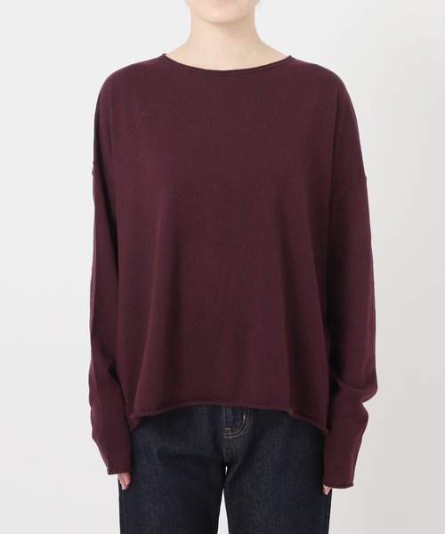 スローブイエナ　コットンヤクニットプルオーバー　ボルドー スローブイエナ コットンヤクニットプルオーバー ボルドー
