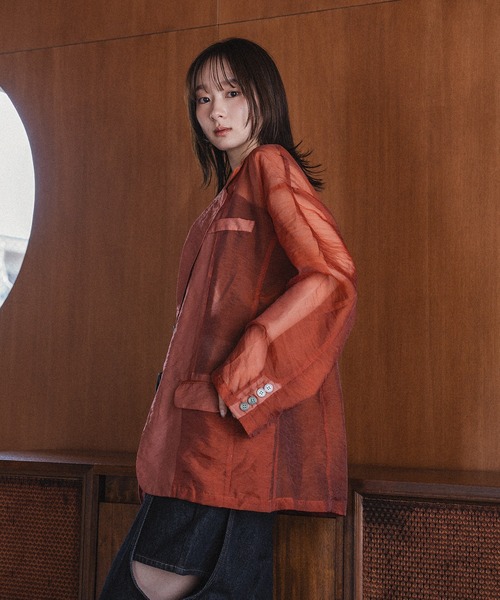 ジャケット・アウター shell like button sheer jacket mideal ジャケット テーラードジャケット shell like button